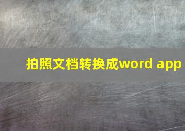 拍照文档转换成word app